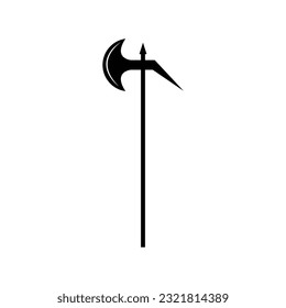 Espada negra sobre fondo blanco. Diseño de caricaturas de armas antiguas de espadas caballero cruzadas