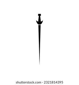Black Sword on white background. Crossed Knight Sword Ancient Weapon Cartoon Design