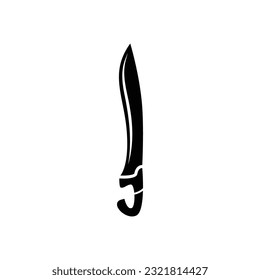 Espada negra sobre fondo blanco. Diseño de caricaturas de armas antiguas de espadas caballero cruzadas