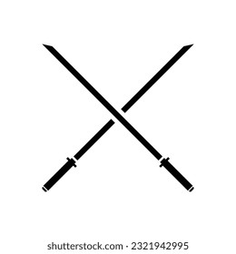 Espada negra sobre fondo blanco. Diseño de caricaturas de armas antiguas de espadas caballero cruzadas