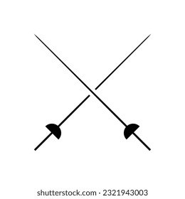 Espada negra sobre fondo blanco. Diseño de caricaturas de armas antiguas de espadas caballero cruzadas