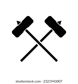 Black Sword on white background. Crossed Knight Sword Ancient Weapon Cartoon Design