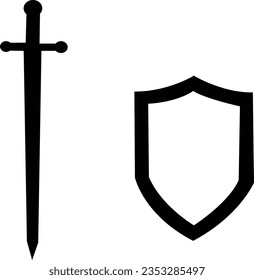 black sword with sheaild white background and texture