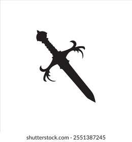 Black sword silhouette vector illustration on white background