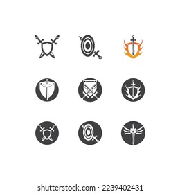 Black Sword War Defend Logo Vector Illustration