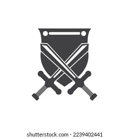 Ilustración de vectores con el logotipo de defensa de la guerra de espadas negras