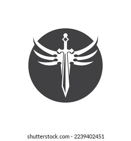 Black Sword War Defend Logo Vector Illustration