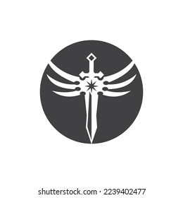 Black Sword War Defend Logo Vector Illustration