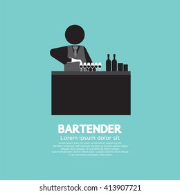 Black Symbol Bartender Vector Illustration