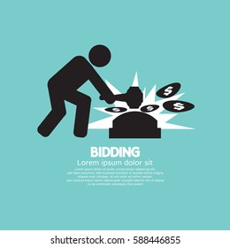 Black Symbol Bidding Auction Sign Vector Illustration