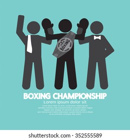 Black Symbol Boxing Championship Vector Illustration