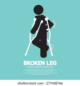 Black Symbol Broken Leg Vector Illustration svg