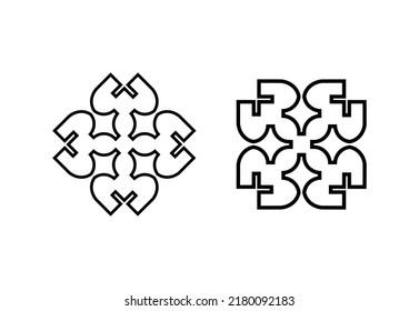 The black symbol design exploration. Modern geometric shape design element. Vector, 2022-2023