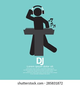 Black Symbol Disc Jockey Vector Illustration