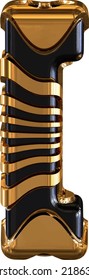 Black symbol with gold straps. symbol