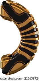 Black symbol with gold straps. symbol