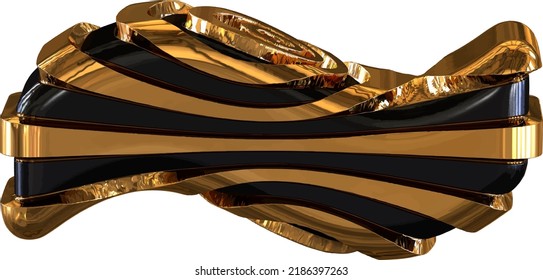 Black symbol with gold straps. symbol
