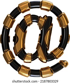 Black symbol with gold vertical straps