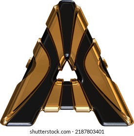 Símbolo negro con correas verticales de oro. letra a