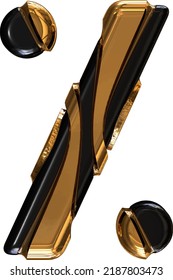 Schwarzes Symbol mit goldenen vertikalen Riemen