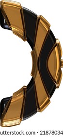 Símbolo negro con correas verticales de oro