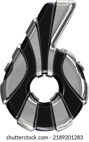 Black symbol with gold vertical straps. number 6