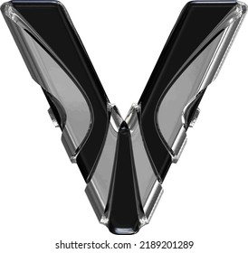 Schwarzes Symbol mit goldenen vertikalen Riemen. Buchstabe v