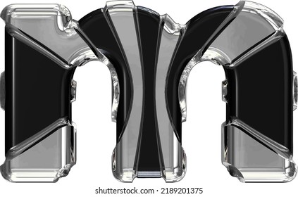 Black symbol with gold vertical straps. letter m