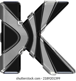 Schwarzes Symbol mit goldenen vertikalen Riemen. Buchstabe k