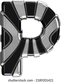 Símbolo negro con correas verticales de oro. letra p