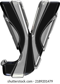 Black symbol with gold vertical straps. letter y