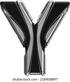 Black symbol with gold vertical straps. letter y
