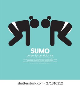 Black Symbol Graphic Sumo Fighting Vector Illustration