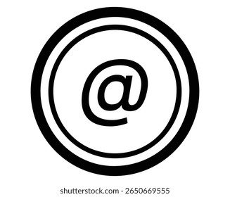 Black At Symbol Icon in Circle Design, Vector file