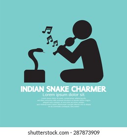 Black Symbol Indian Snake Charmer Vector Illustration