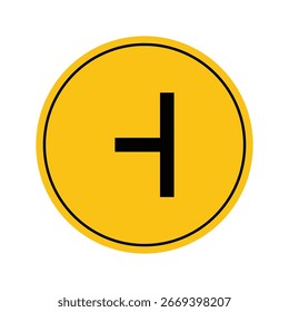 Símbolo Preto Dentro do Círculo Amarelo no Plano de Fundo Branco para Sinal Direcional