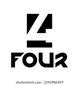 Black Symbol for Number 4 on a White Background - Icon 9
