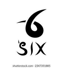 Black Symbol for Number 6 on a White Background - Icon 9