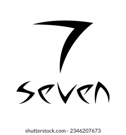 Schwarzes Symbol für Nummer 7 auf weißem Hintergrund - Symbol 2