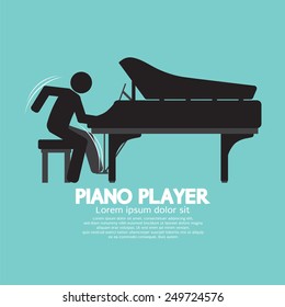 Black Symbol Piano Player Vector Illustration