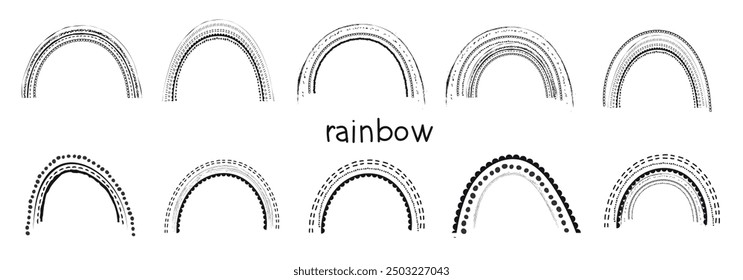  Black symbol, rainbow patterned sticker on transparent background for collage