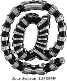 Black symbol with silver straps