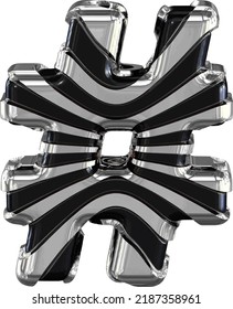 Black symbol with silver straps