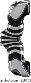 Black symbol with silver straps