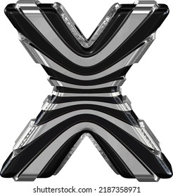 Black symbol with silver straps. letter x