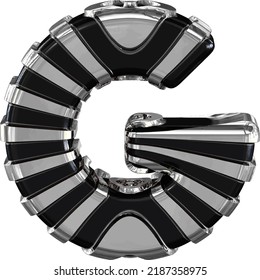 Black symbol with silver straps. letter g