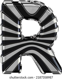 Black symbol with silver straps. letter r