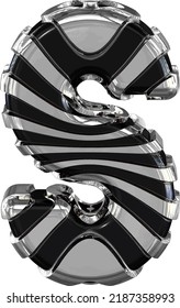 Black symbol with silver straps. letter s