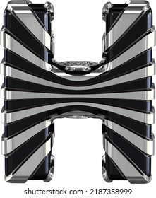 Black symbol with silver straps. letter h