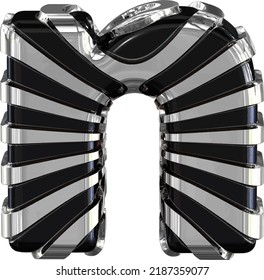 Black symbol with silver straps. letter n